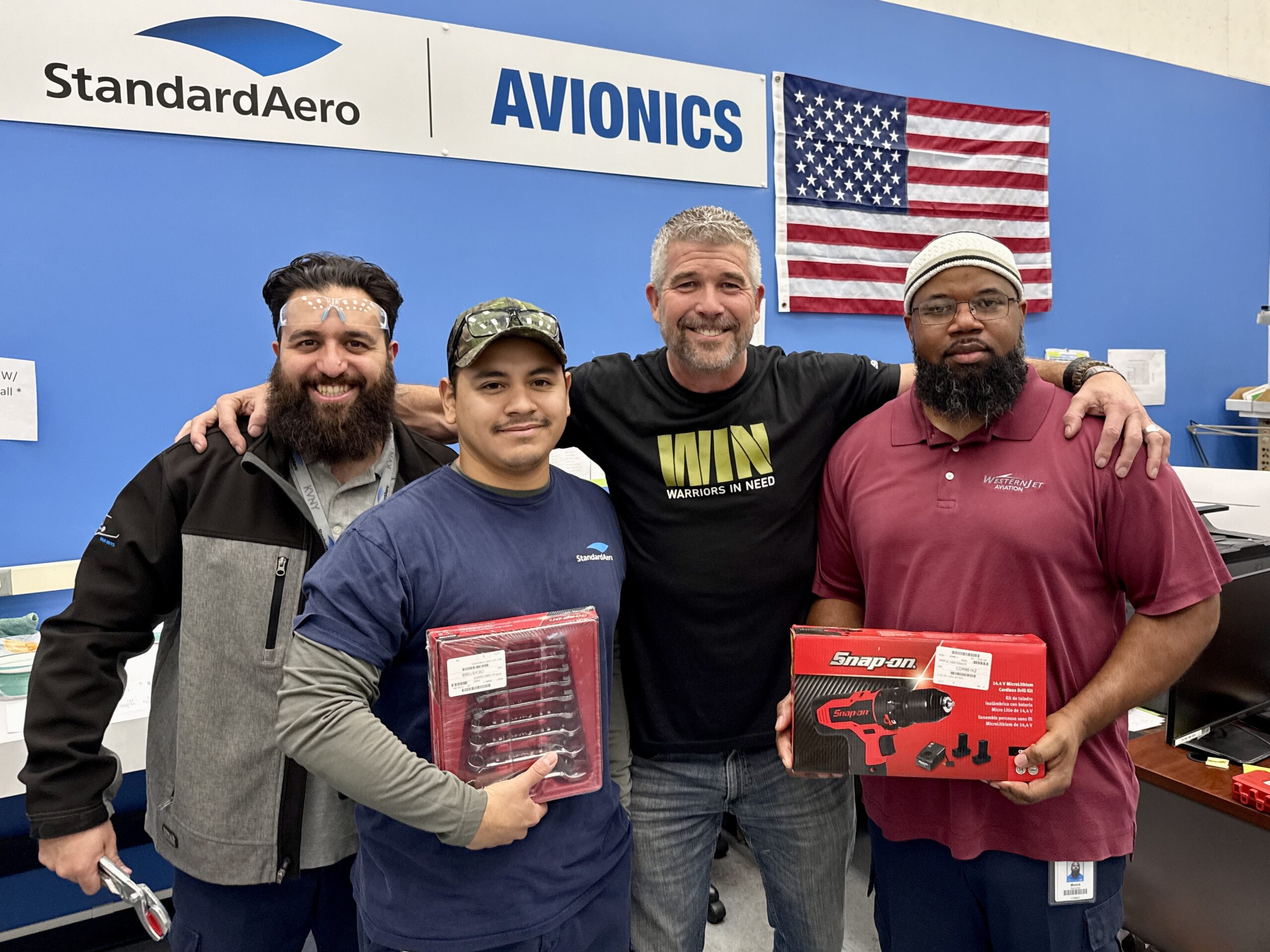Tool delivery through Warriors In Need supporting veterans, veteran transition, and hands-on aviation career preparation.