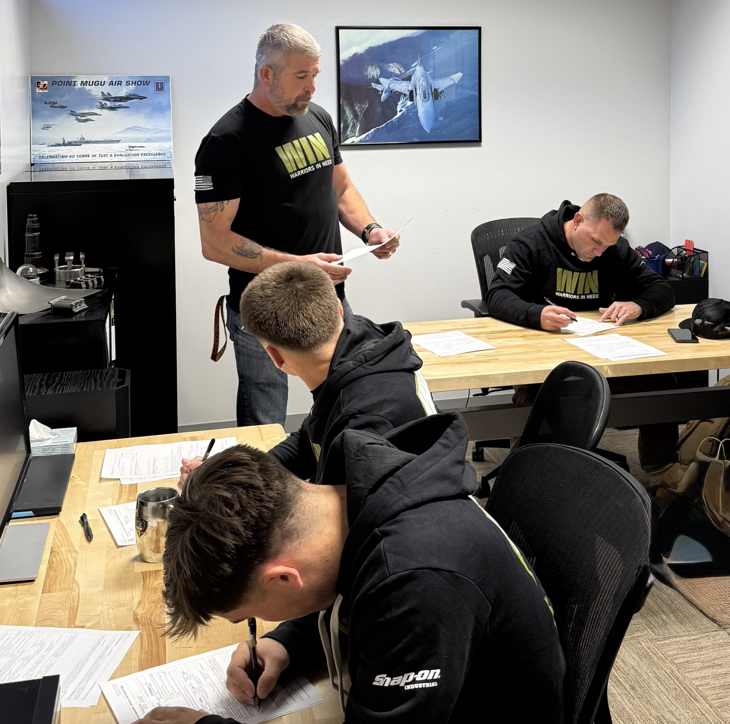 Warriors In Need cohort supporting veterans through veteran transition, FAA A&P training, and aviation career development.